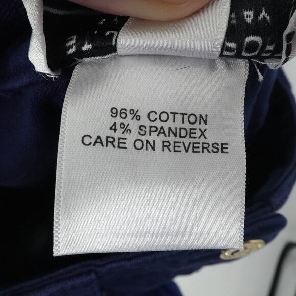 St John Sport Pants Womens 2 Navy Blue Cargo Utility Gold Button Pockets Stretch - Picture 12 of 13